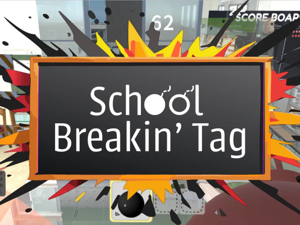 壊れた学校を背景にSchool Breakin' Tagのタイトルが表示されたゲーム画面