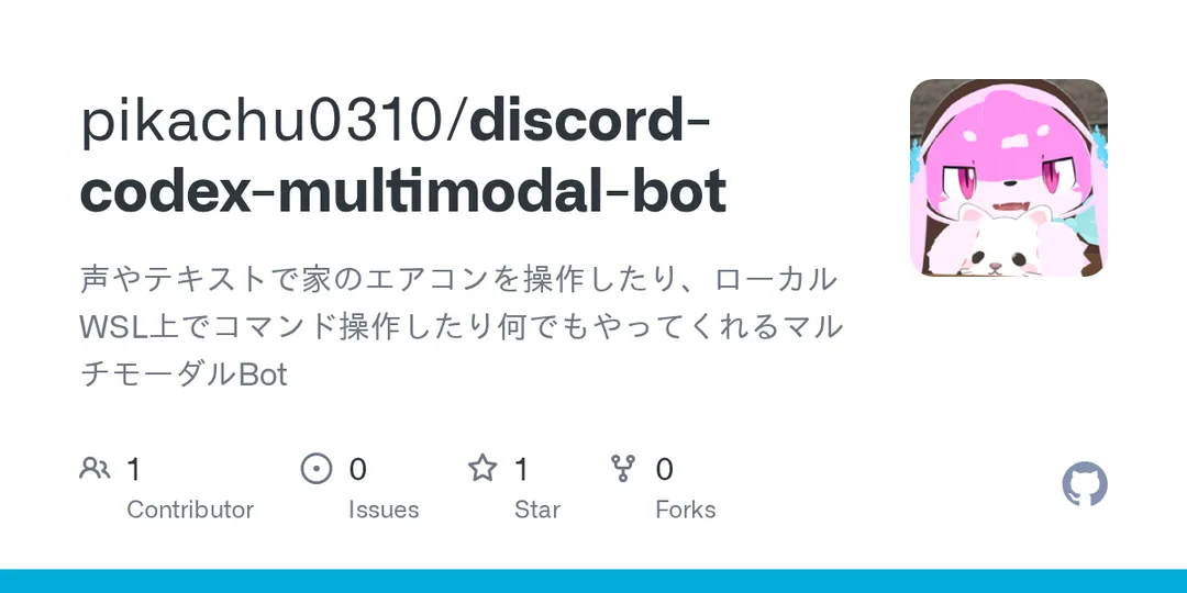 Discord Codex Botの公開GitHubリポジトリ画面